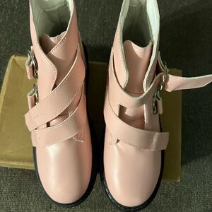 Stylish Pink Ankle Booties with Buckle Straps